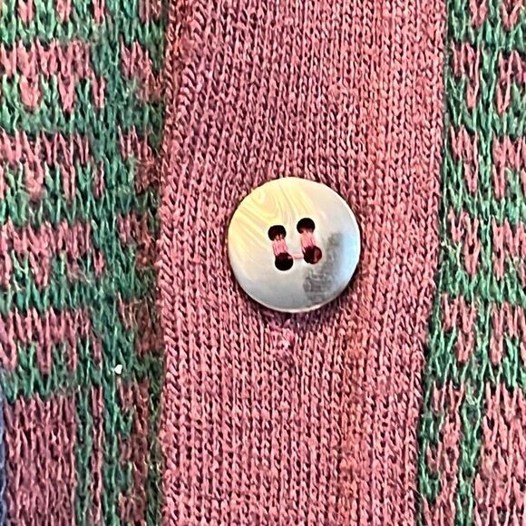 Vtg COLLECTIF Men’s Sweater Vest Wool Blend Button Front Plaid Burgundy Green L - Picture 5 of 11